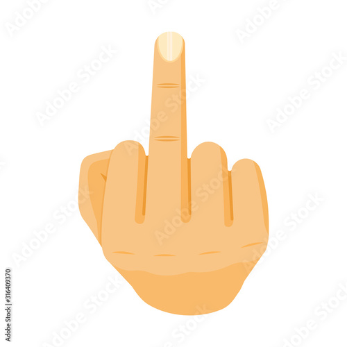 Outrageous and contempt middle finger hand gesture sign. Flat cartoon style vector illustration isolated on white background.