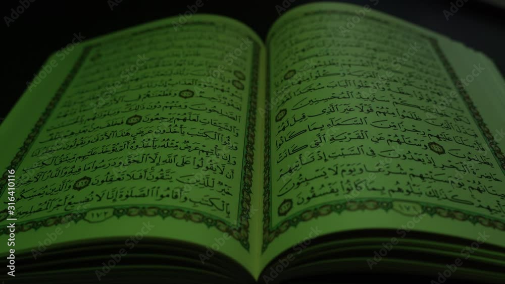 Quran Islam holy book of Muslims with rgb color led light effect , the