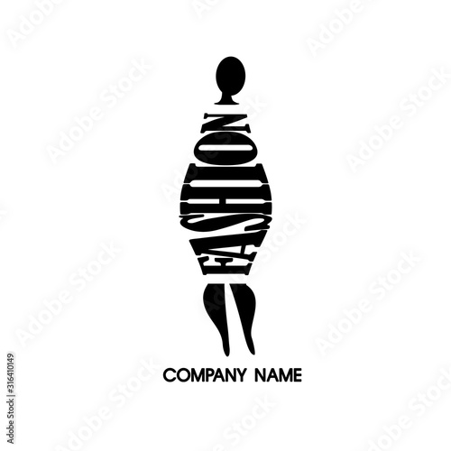 Logo template monochrome silhouette plus size woman. Image can be used for your company in many kind of business