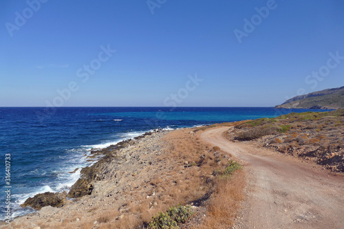 Beautiful coastal path in Kythera, Greece
