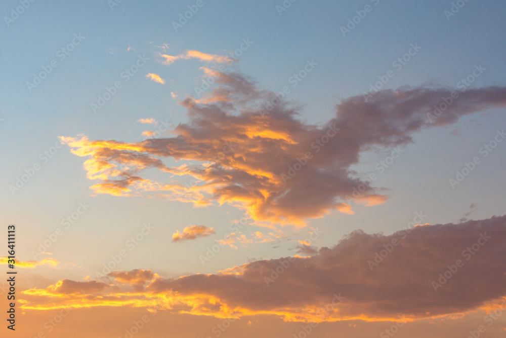 Orange clouds during a beautiful sunset