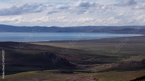 A large lake , Lake Nam, in Tibet