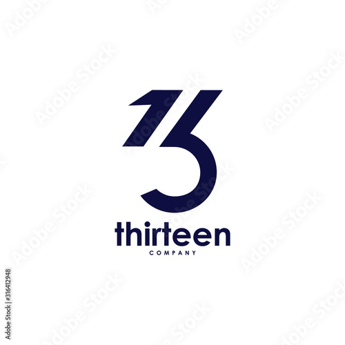number 13 monogram logo template
