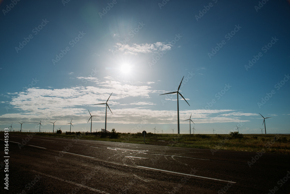 windmills on the road