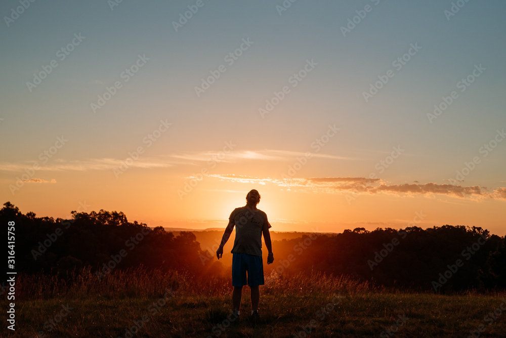 man at sunset