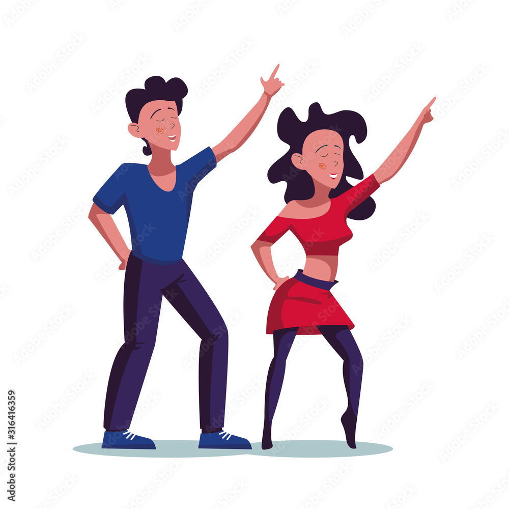 Young couple dancing club dance, vector illustration, cartoon style Stock  Vector | Adobe Stock