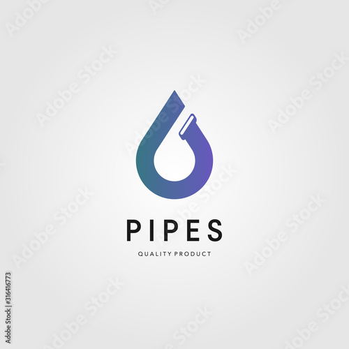 water drop logo plumbing pipes vector illustration design