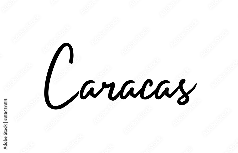 Caracas capital word city typography hand written text modern calligraphy lettering Caracas capital word city typography hand written text modern calligraphy lettering