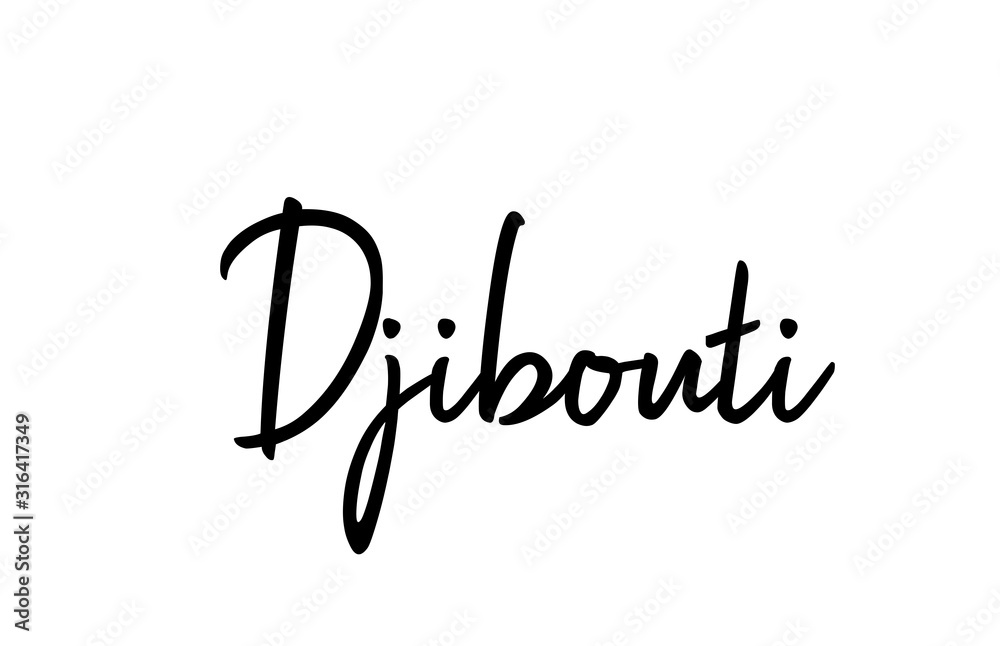 Djibouti capital word city typography hand written text modern calligraphy lettering Djibouti capital word city typography hand written text modern calligraphy lettering