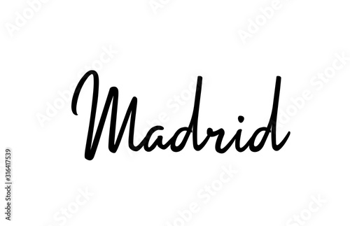 Madrid capital word city typography hand written text modern calligraphy lettering