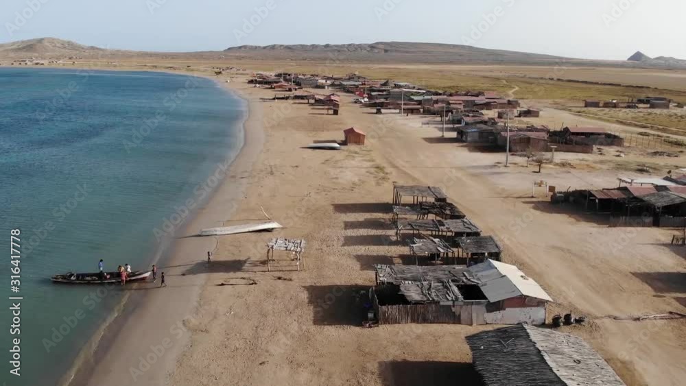 Aerial footage of Cabo de la Vela in La Guajira, Colombia 