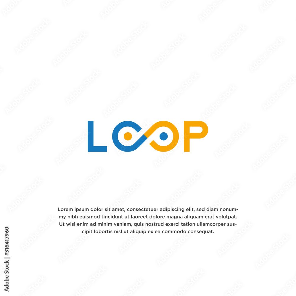 Simple and unique word mark loop with infinity symbol idea logo design template vector illustration