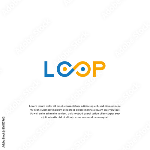 Simple and unique word mark loop with infinity symbol idea logo design template vector illustration