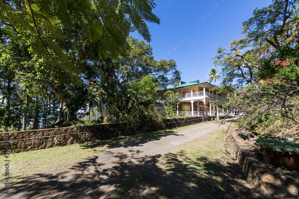 Soufriere, Saint Lucia, West Indies - Creole house in Morne Courbaril botanical garden