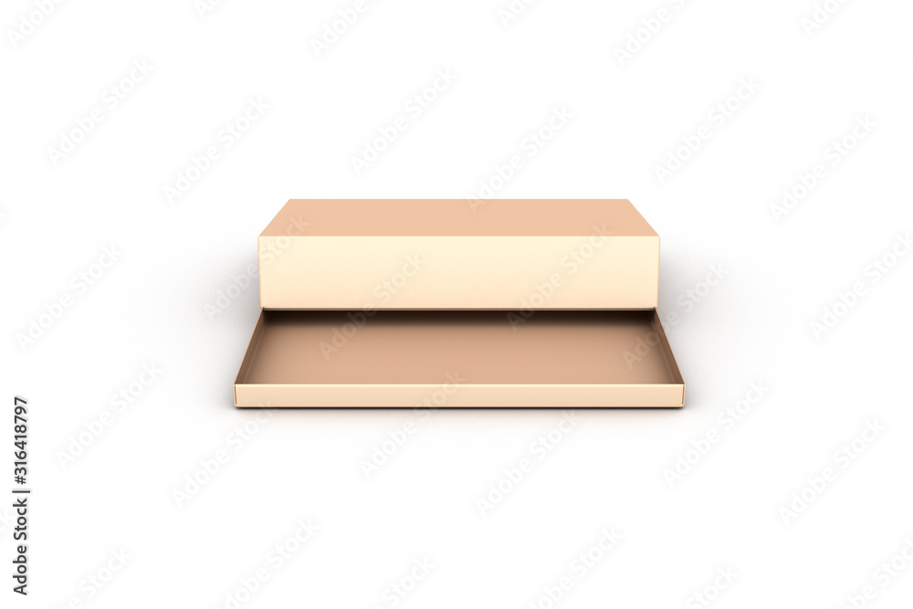Box Mockup with Golden Yellow Color on White Box Mockup with Golden Yellow Color on White