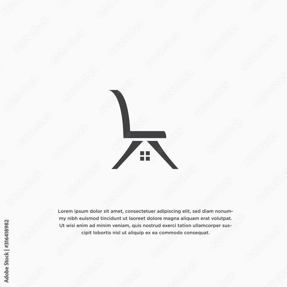 Chair with Home furniture logo design template vector illustration Chair with Home furniture logo design template vector illustration
