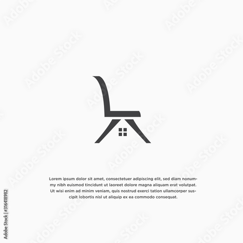 Chair with Home furniture logo design template vector illustration