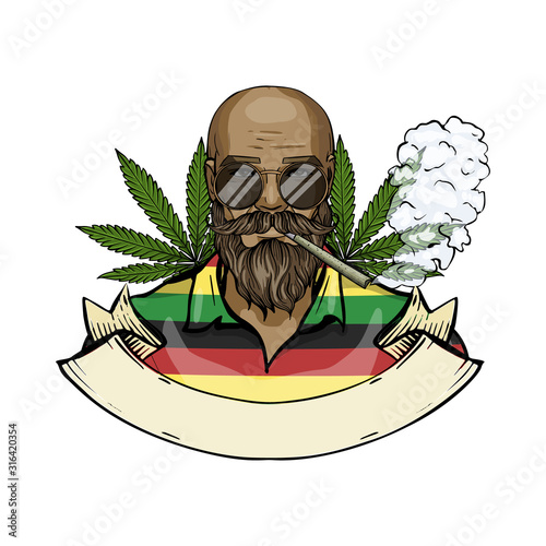 Hand drawn color sketch rastaman