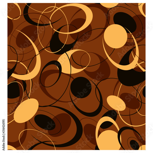 Seamless textures for printing on fabric, in brown tones. Vector graphics.