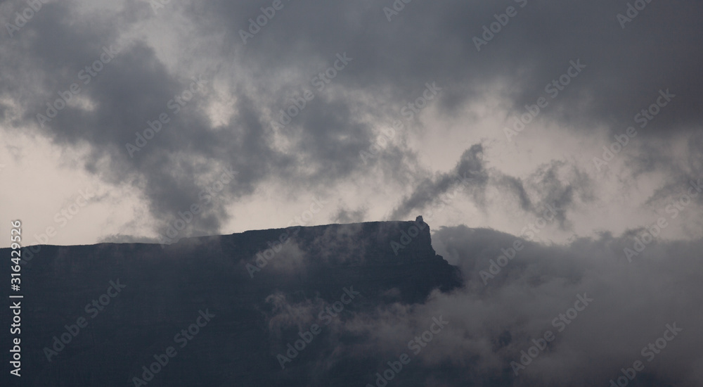 Mountains Shrouded in Thick Cloud in Cape Town South Africa During Tropical Storm