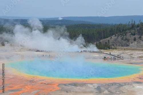 Grand Prismatic Geothermal Spring at Yellowstone National Park, Wyoming, USA