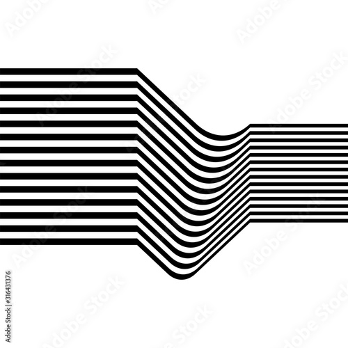 Black horizontal stripes isolated on white background
