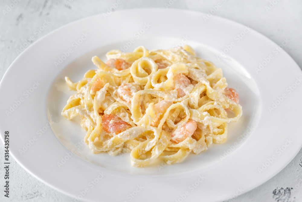 Portion of Shrimp Alfredo Pasta Portion of Shrimp Alfredo Pasta