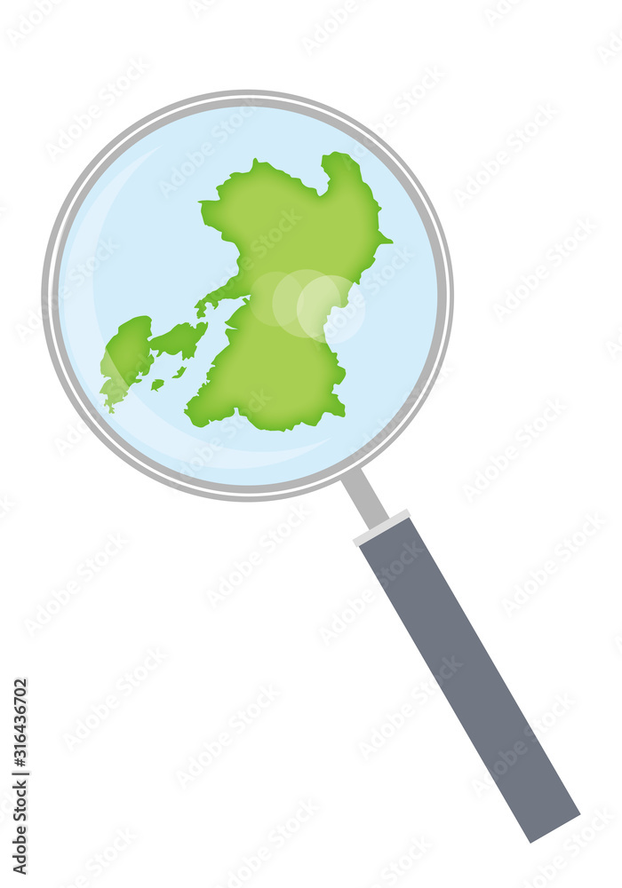 虫眼鏡と都道府県別の日本地図のイラスト 熊本県 47都道府県別データ グラフィック素材 Stock Vector Adobe Stock