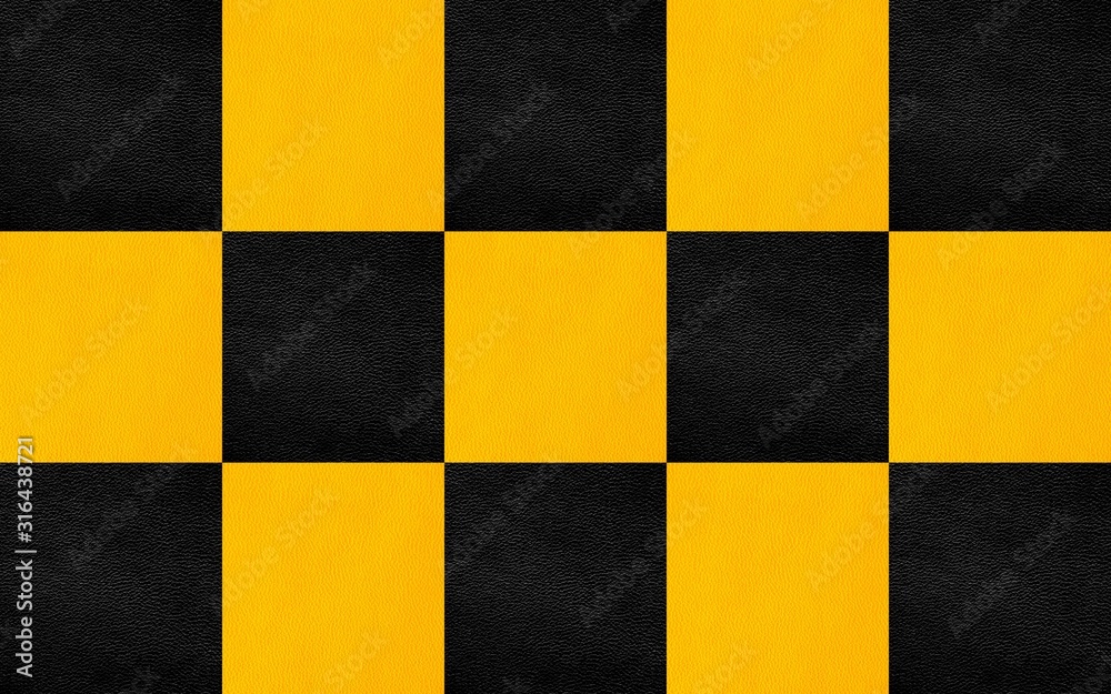 Genuine Leather. Yellow and black color. The texture of the skin in two shades.