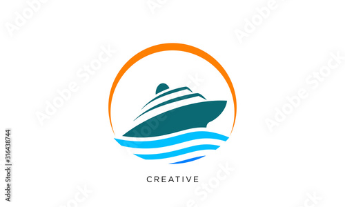 boat yatch logo design vector