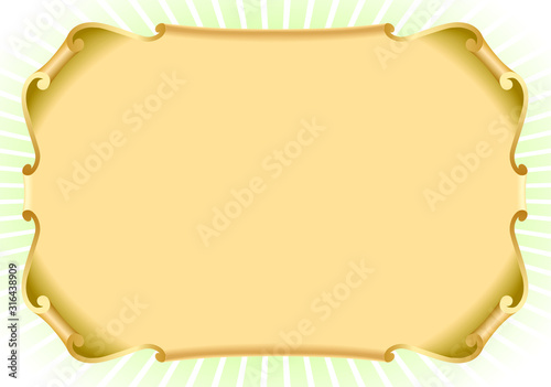 Vintage background with old paper decorative rounded top and bottom.