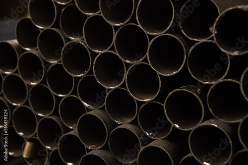 Plant for the production of metal pipes. Stack of steel pipes