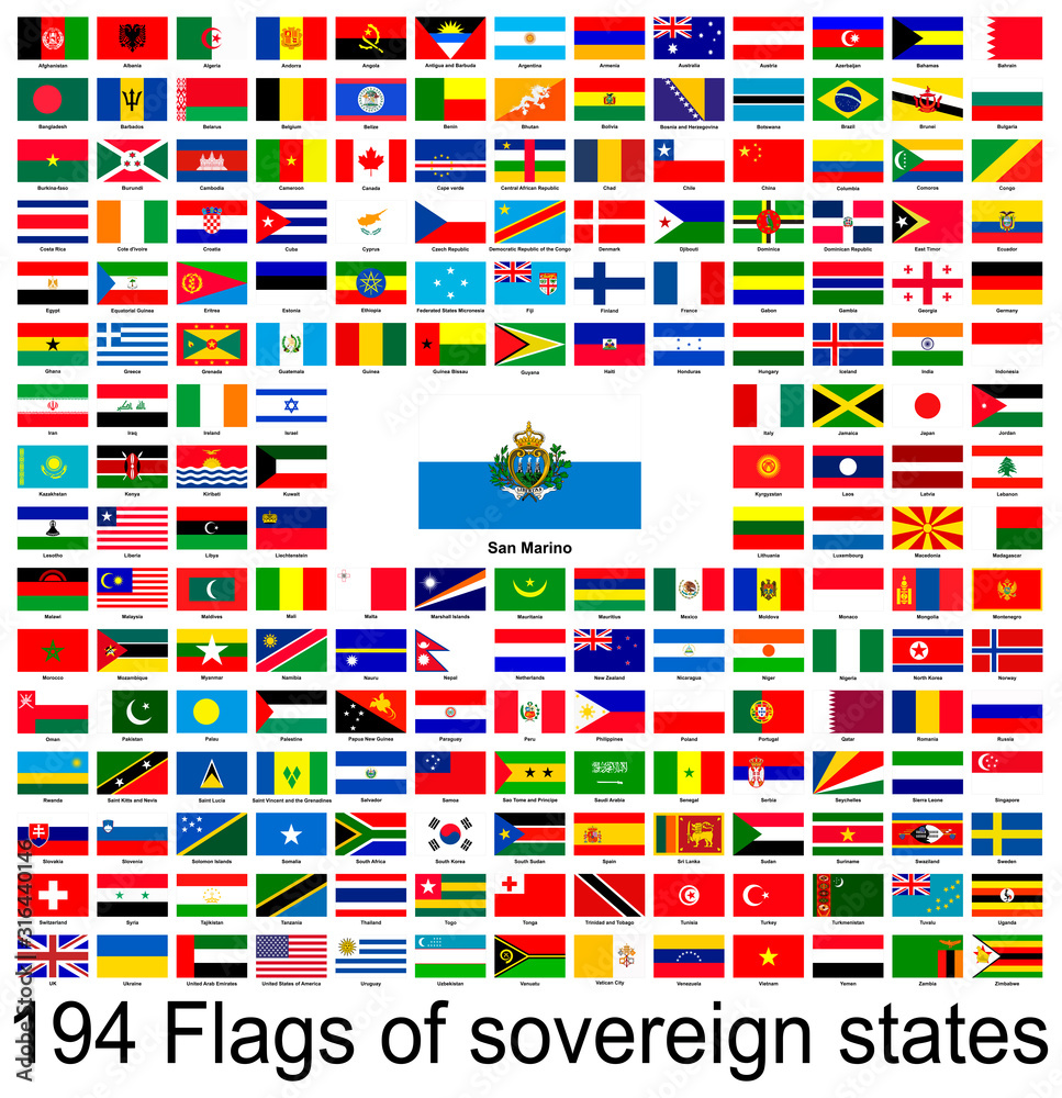 Naklejka premium San Marino, collection of vector images of flags of the world