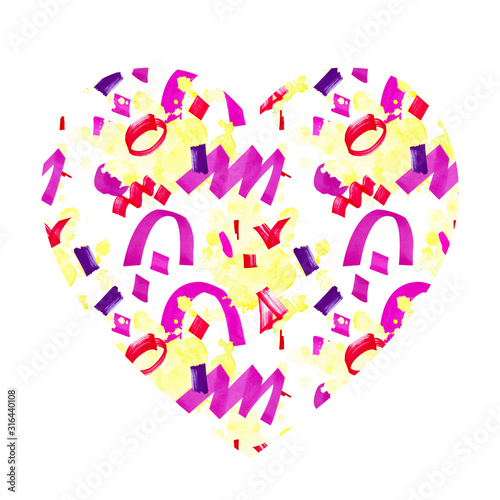 Heart shaped pattern with yellow spots.