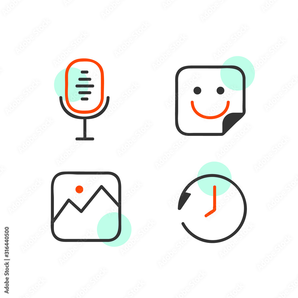 Set linear flat icon interface style vector