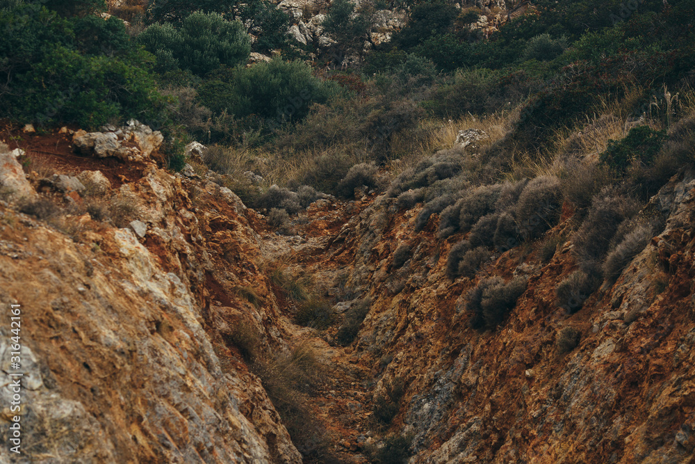 Fototapeta premium Hills by the road, Crete, Greece
