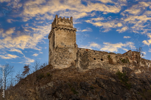 Imposing medieval castle ruins in Weitenegg. Wachau valley, Austria.