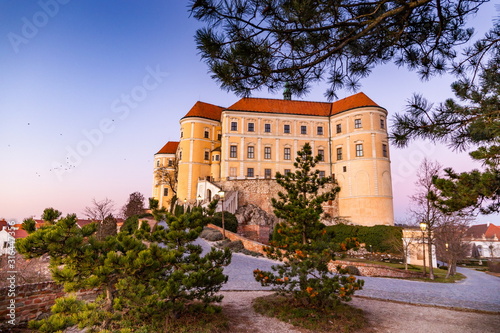 Mikulov Castle on a sunset. South Moravia  Czech Republic.