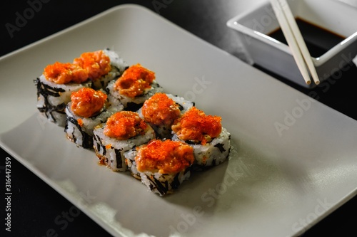 Japanese sushi seafood roll...