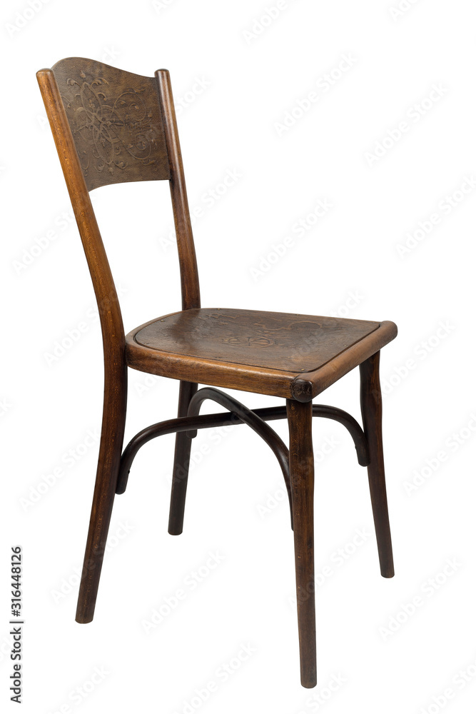 Antique Bentwood Viennese chair isolated on white. Antique Bentwood Viennese chair isolated on white.