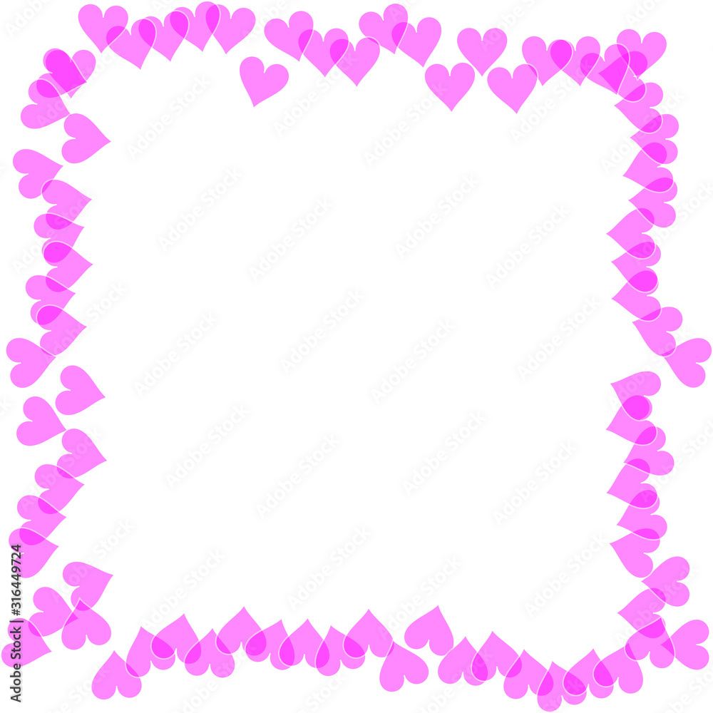 Pink hearts square vector frame