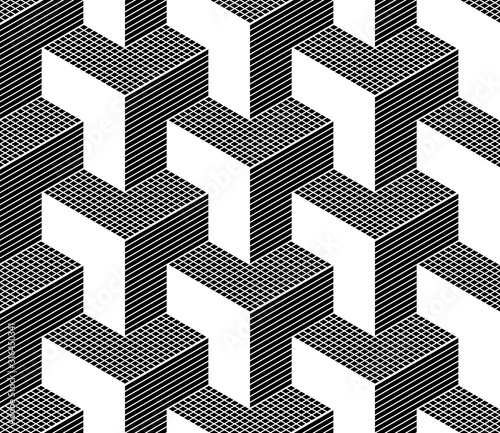Seamless isometric pattern. 3D illusion.