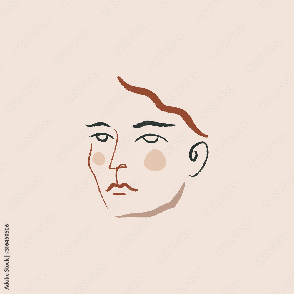 Boho Line Drawing Woman Face Fashion Beauty Minimalist Vector Illustration Clipart Boho Line Drawing Woman Face Fashion Beauty Minimalist Vector Illustration Clipart