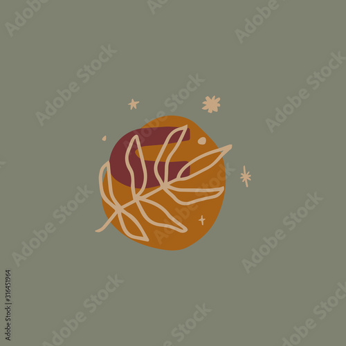 Modern abstract floral art and shapes vector. Pastel scandinavian colors palette