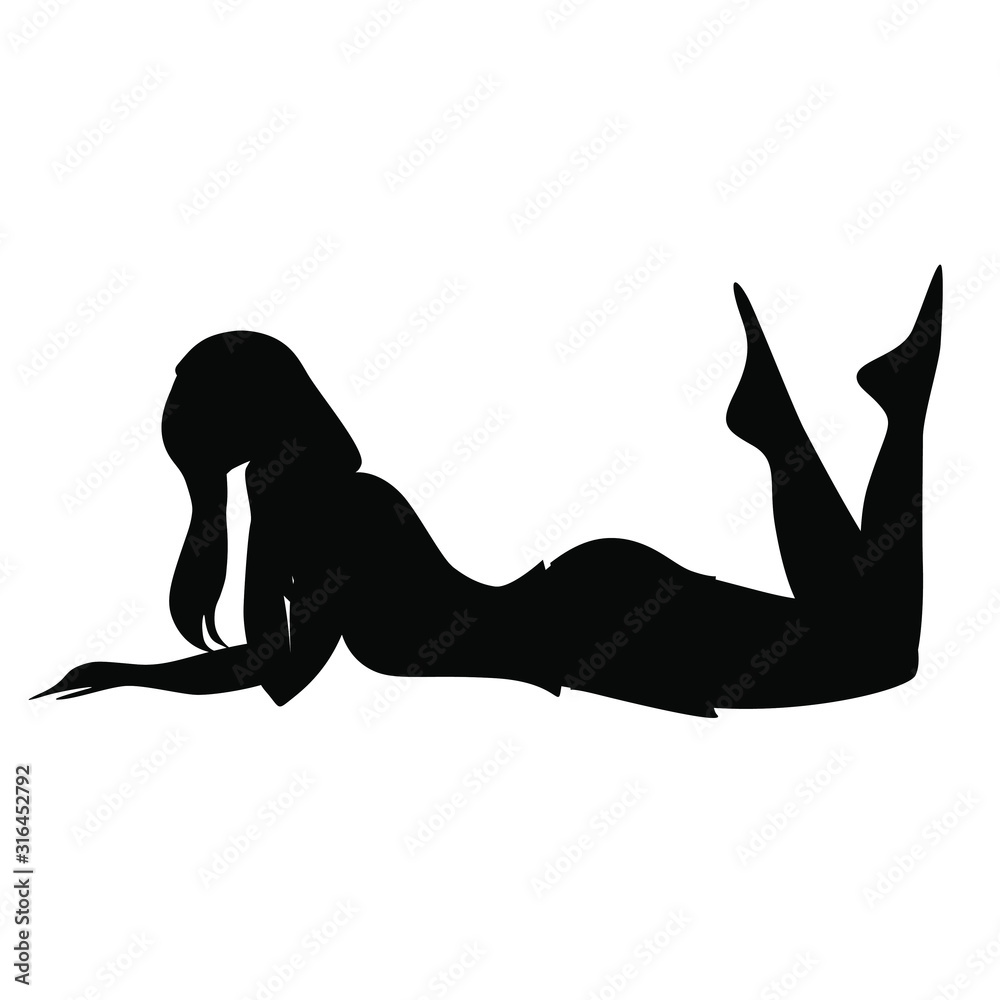 Black silhouette of sitting on the stool woman posing in a dress. Female sign. Girl figure Black silhouette of sitting on the stool woman posing in a dress. Female sign. Girl figure