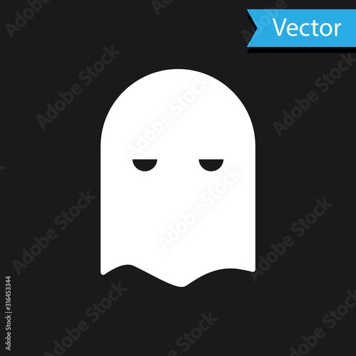 White Executioner mask icon isolated on black background. Hangman, torturer, executor, tormentor, butcher, headsman icon. Vector Illustration