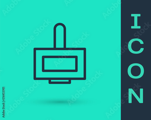 Black line Nail polish bottle icon isolated on green background. Vector Illustration
