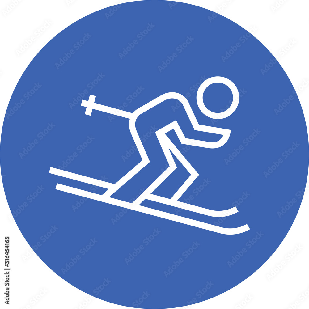 Fototapeta premium Downhill Ski Racer Outline Icon