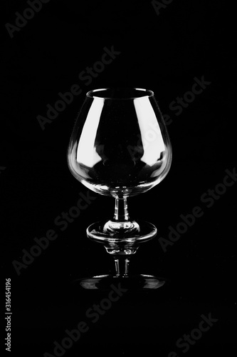 transparent glass on black background