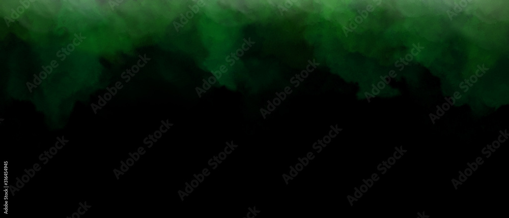 Falling green clouds abstract background banner 